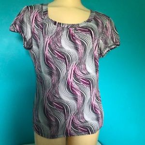 Worthington Stretch Short Sleeve Pattern Blouse